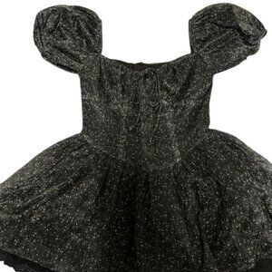 Black Glitter Puff Sleeve Mini Dress Women’s Party Dress